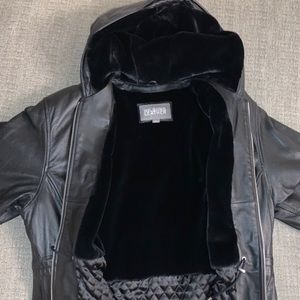 Wilson Leather zip up leather jacket with hood.
